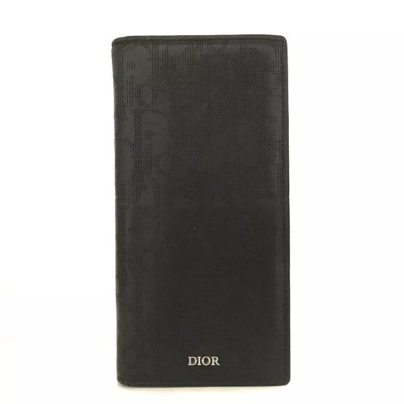 $1495 Authentic DIOR by CHRISTIAN DIOR Made in ITALY Unisex Black Leather Wallet - Picture 1 of 12